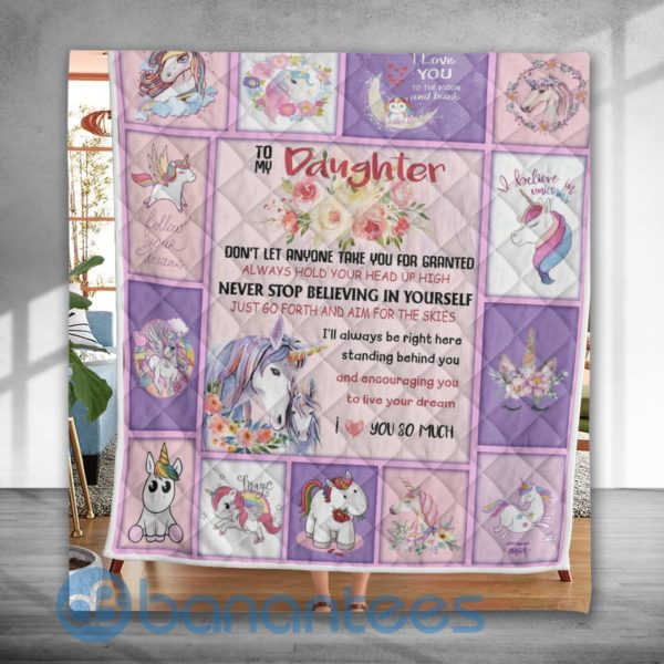 Unicorn To My Daughter Special Design Quilt Blanket Product Photo