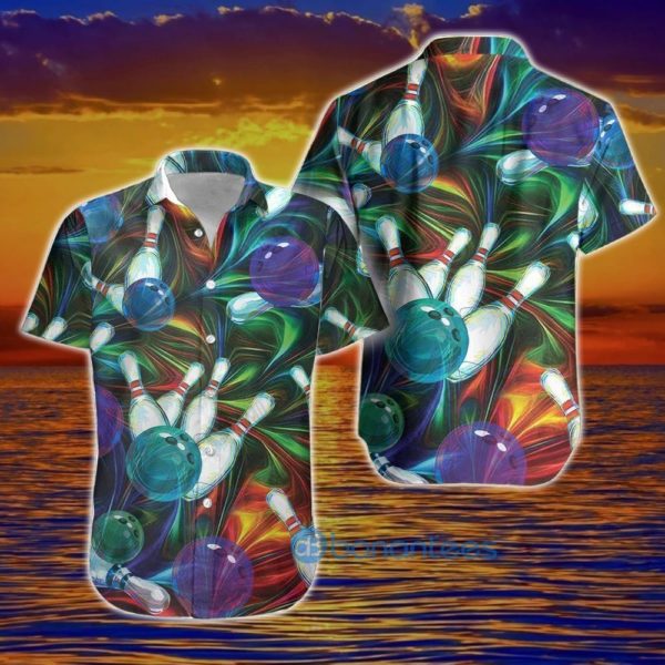 Unique Bowling Shirts Neon Bowling Ball Hawaiian Shirt Summer Hawaiian Product Photo
