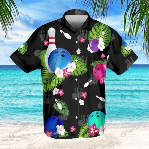 Unique Bowling Shirts Tropical Bowling Hawaiian Shirt Summer Hawaiian Product Photo