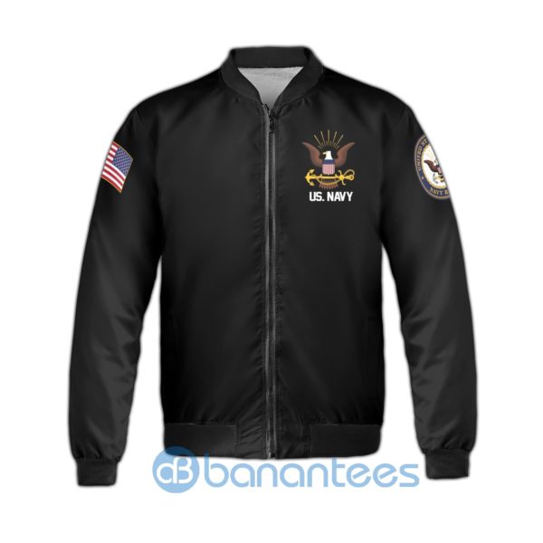 US Navy Veteran Eagle American Flag Fleece Bomber Jacket Product Photo