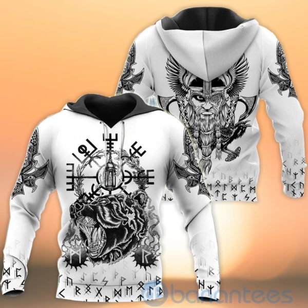 Vegvisir Bear Odin Raven Tattoo Viking Hoodie All Over Printed 3D Hoodie Product Photo