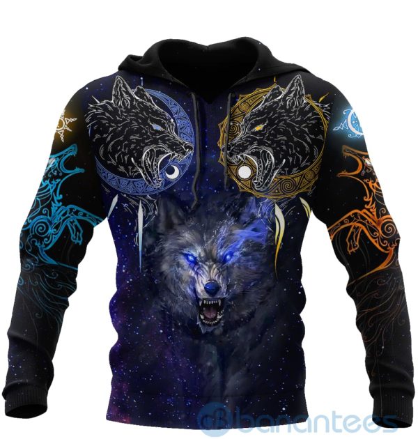 Viking Galaxy Skoll and Hati All Over Printed 3D Hoodie Product Photo