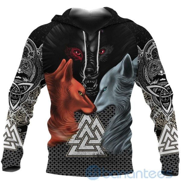 Viking Hati and Skoll Valknut ChainMail All Over Printed 3D Hoodie Product Photo