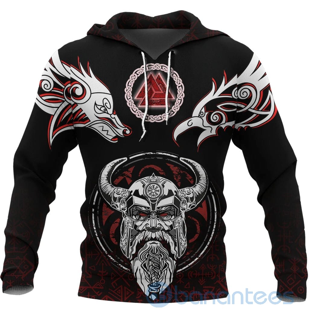 Viking Odin Raven Fenrir and Valknut All Over Printed 3D Hoodie