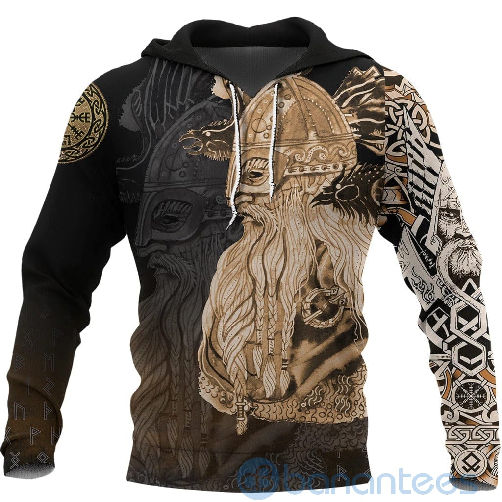 Viking Odin Raven Gold All Over Printed 3D Hoodie