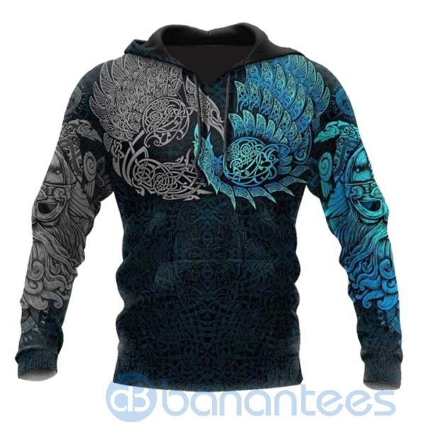 Viking Raven of Odin Blue & Grey All Over Printed 3D Hoodie Product Photo