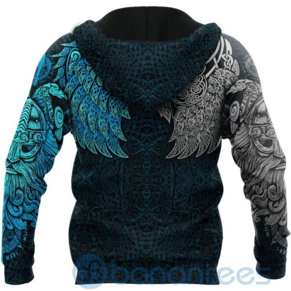 Viking Raven of Odin Blue & Grey All Over Printed 3D Hoodie Product Photo