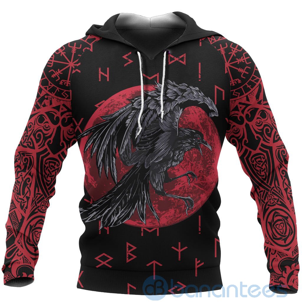 Viking Raven Of Odin with Blood Moon All Over Printed 3D Hoodie