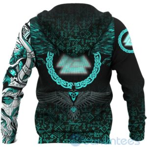 Viking Three Raven and Valknut Cyan All Over Printed 3D Hoodie Product Photo