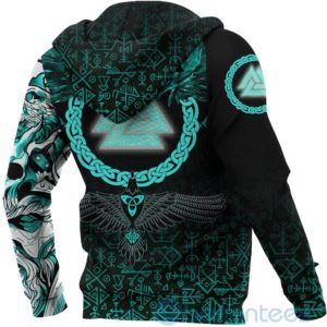 Viking Three Raven and Valknut Cyan All Over Printed 3D Hoodie Product Photo