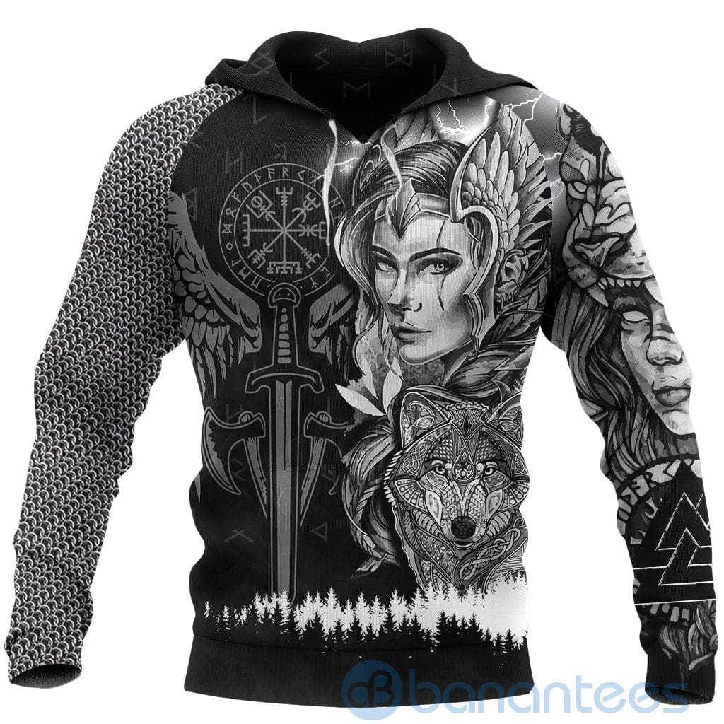 Viking Valkyrie Wolf All Over Printed 3D Hoodie