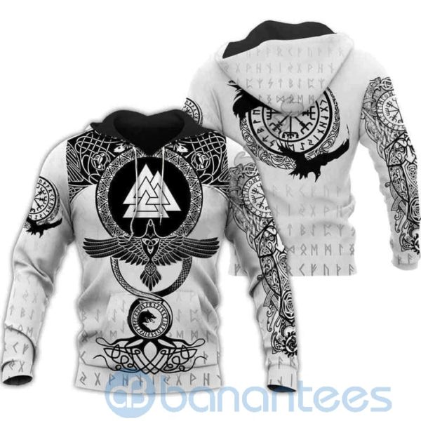 Viking Warrior Tattoo Wolf And Raven All Over Printed 3D Hoodie Product Photo