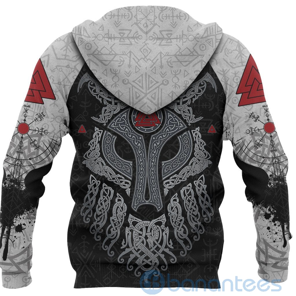 Viking Wolf and Raven Valknut Runes All Over Printed 3D Hoodie Product photo 1