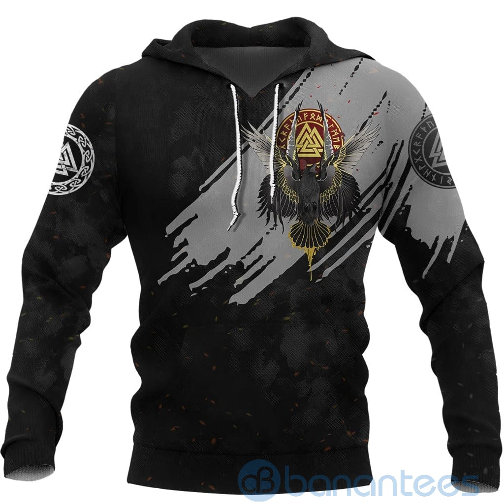 Viking Wolf Fenrir Moon and Raven All Over Printed 3D Hoodie