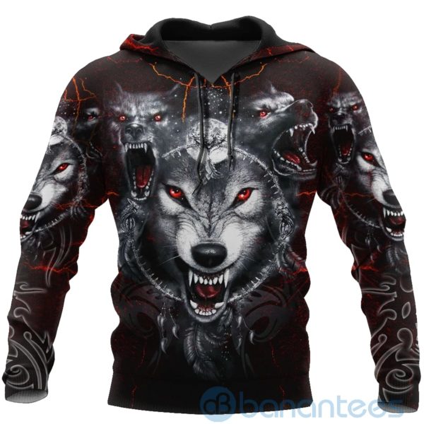 Viking Wolf Red Thunder All Over Printed 3D Hoodie Product Photo