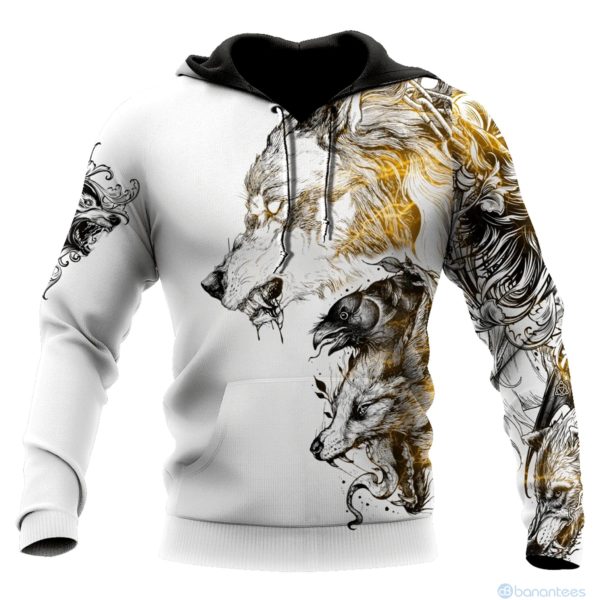 Viking Wolf Tattoo Girl All Over Printed 3D Hoodie Product Photo