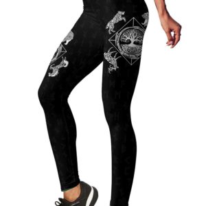 Viking Yoga Style Hollow Tank And Legging Outfit Product Photo
