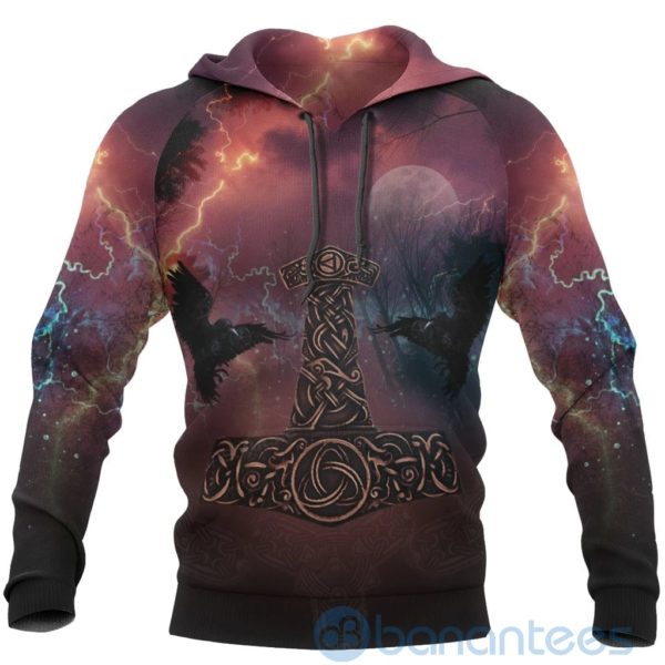 Vikings Mjolnir Raven Of Odin All Over Printed 3D Hoodie Product Photo