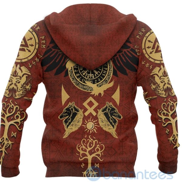 Vikings Norse Mythology Tattoo Vegvisir Raven Fenrir All Over Printed 3D Hoodie Product Photo