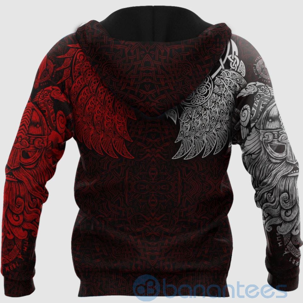 Vikings Ravens of Midgard Red All Over Printed 3D Hoodie