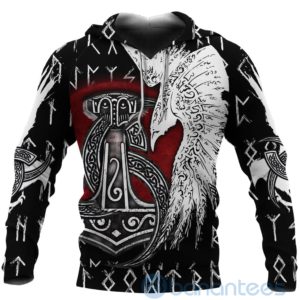 Vikings The Triple Horn Of Odin And Black Raven All Over Printed 3D Hoodie Product Photo