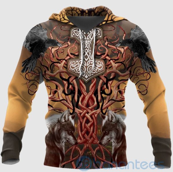 Vikings Wolf Celtic Tree All Over Printed 3D Hoodie Product Photo