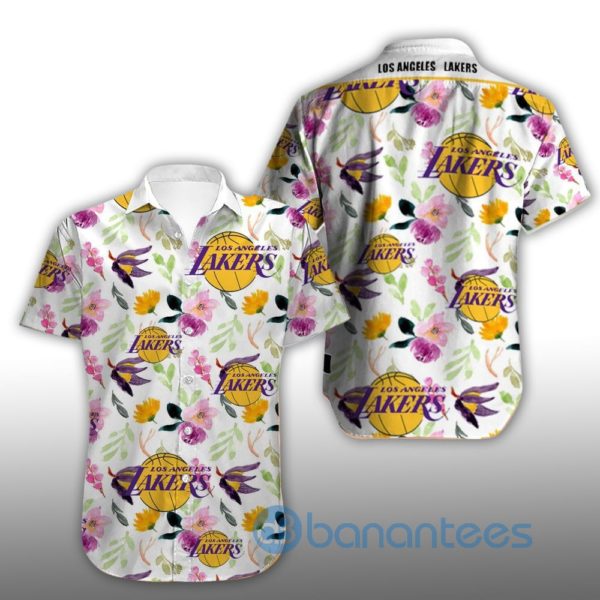 Vintage Los Angeles Lakers Summer Shirt Short Sleeves Hawaiian Shirt Product Photo