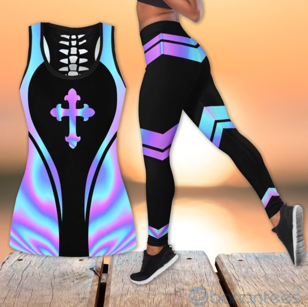 We Love Jesus Hollow Tank And Legging Outfit Product Photo