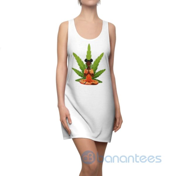 Weaf Leaf Yoga Girl Smoking White Racerback Dress For Women Product Photo