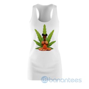 Weaf Leaf Yoga Girl Smoking White Racerback Dress For Women Product Photo