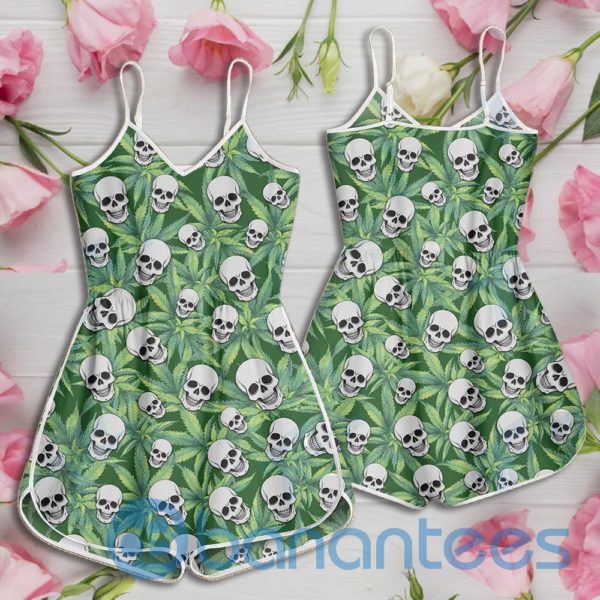 Weed Leaf Skull Pattern Rompers For Women Product Photo