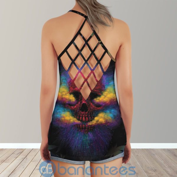 Weed Skull Canabis Inspirtion Smock Criss Cross Tank Top Product Photo