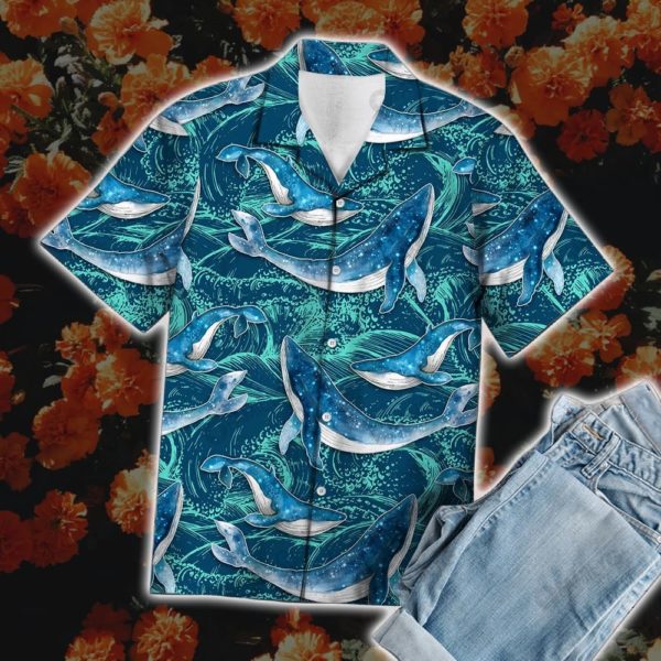 Whale Wave Hawaii Shirt Summer Hawaiian Product Photo