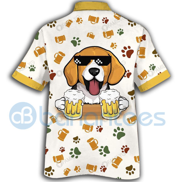 White Beagle Shirt Dog With Beer Hawaiian Shirt Lemon Summer Hawaiian Product Photo