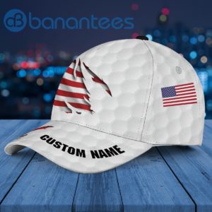 White Golf US Flag Custom Name Cap Hat Product Photo