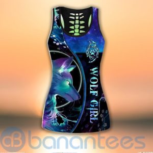 Wolf Girl Blue Galaxy Tank Top Legging Set Outfit Product Photo