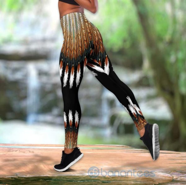 Wolf Native Black Hollow Tank Top Legging Set Outfit Product Photo