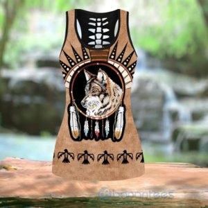 Wolf Native Hollow Tank Top Legging Set Outfit Product Photo