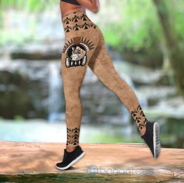 Wolf Native Hollow Tank Top Legging Set Outfit Product Photo