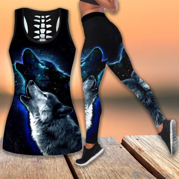 Wolf Night Hollow Tank Top Legging Set Outfit Product Photo