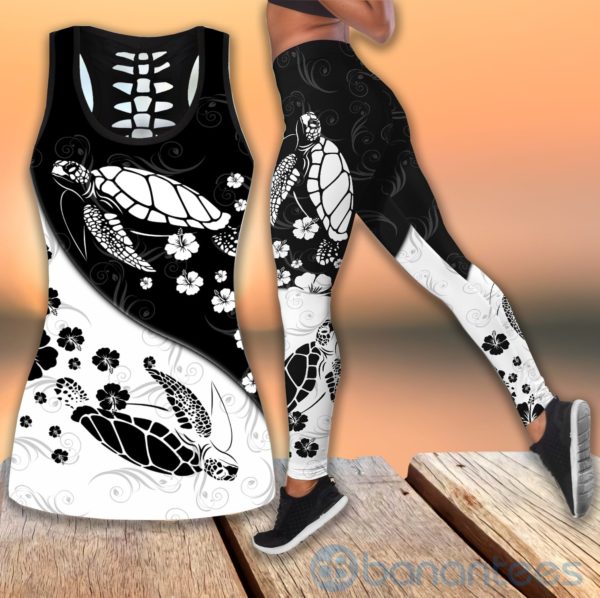 Yin and Yang Turtle Tank Top Legging Set Outfit Product Photo