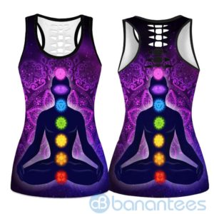 Yoga Chakra Galaxy Hollow Tank And Legging Outfit Product Photo