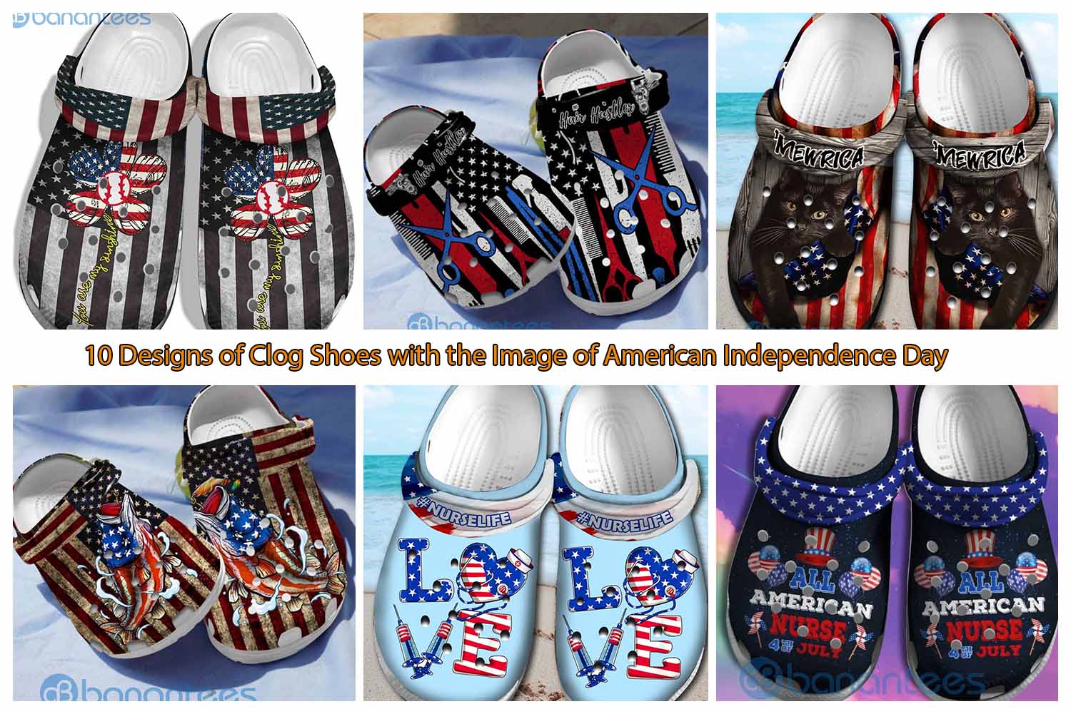 10 Designs of Clog Shoes with the Image of American Independence Day