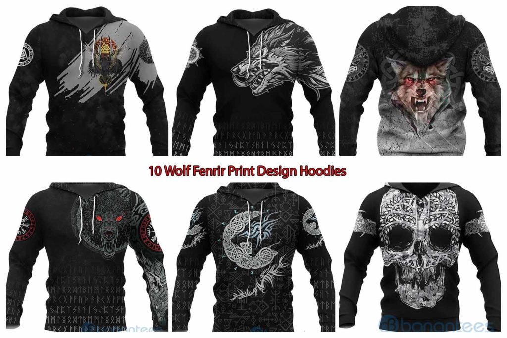 10 Wolf Fenrir Print Design Hoodies
