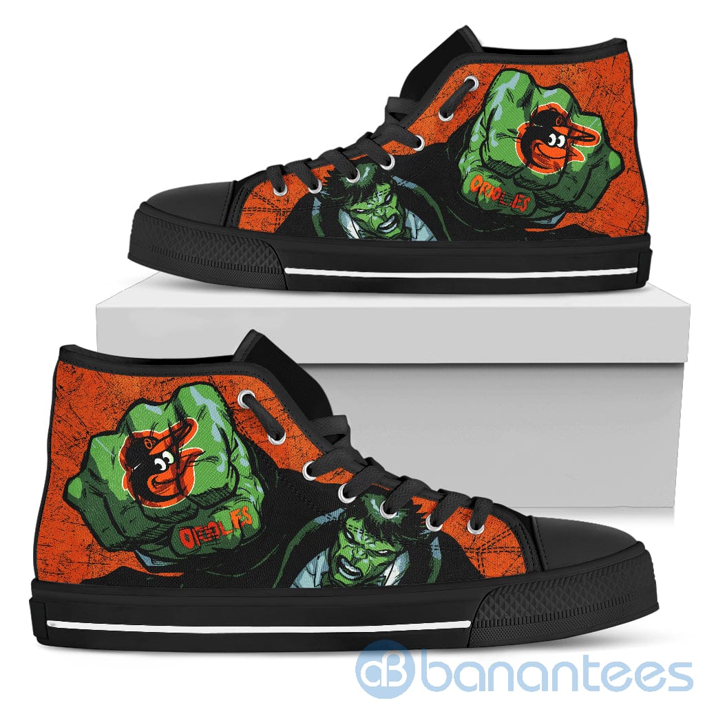 3D Hulk Punch Baltimore Orioles High Top Shoes