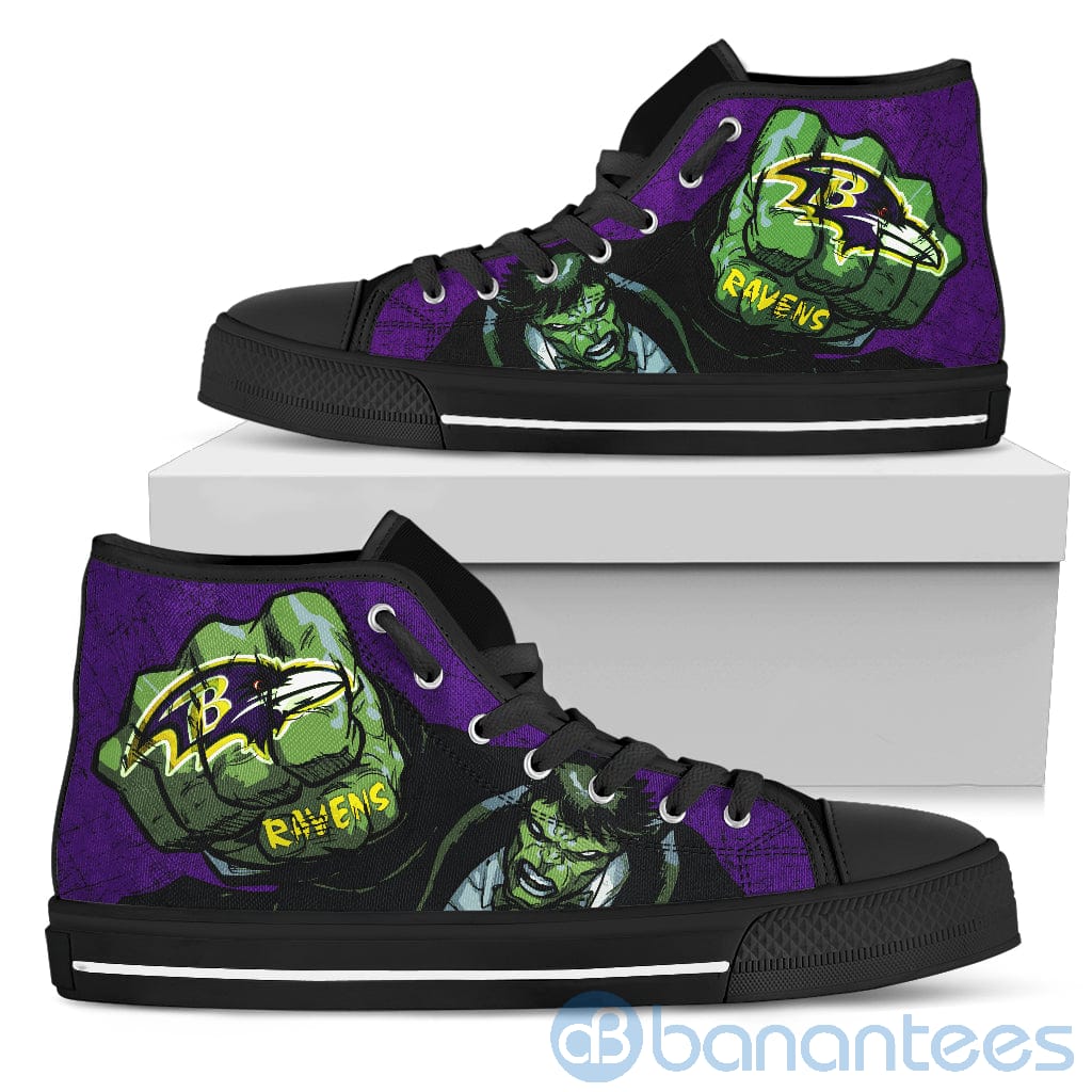 3D Hulk Punch Baltimore Ravens High Top Shoes