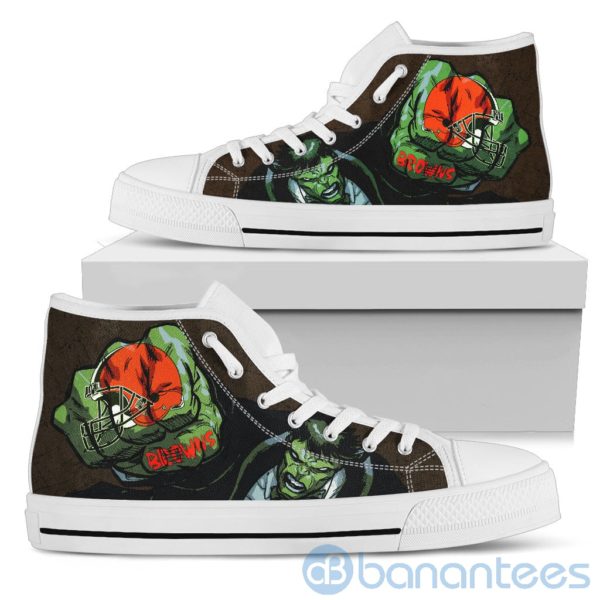 3D Hulk Punch Cleveland Browns High Top Shoes Product Photo