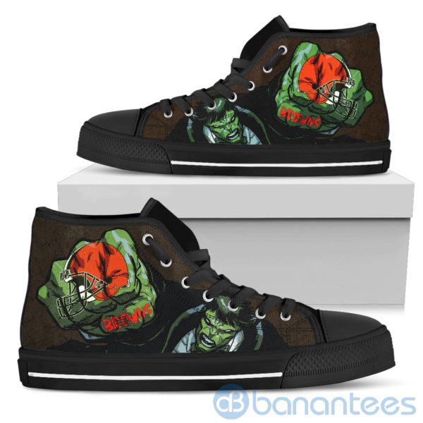3D Hulk Punch Cleveland Browns High Top Shoes Product Photo