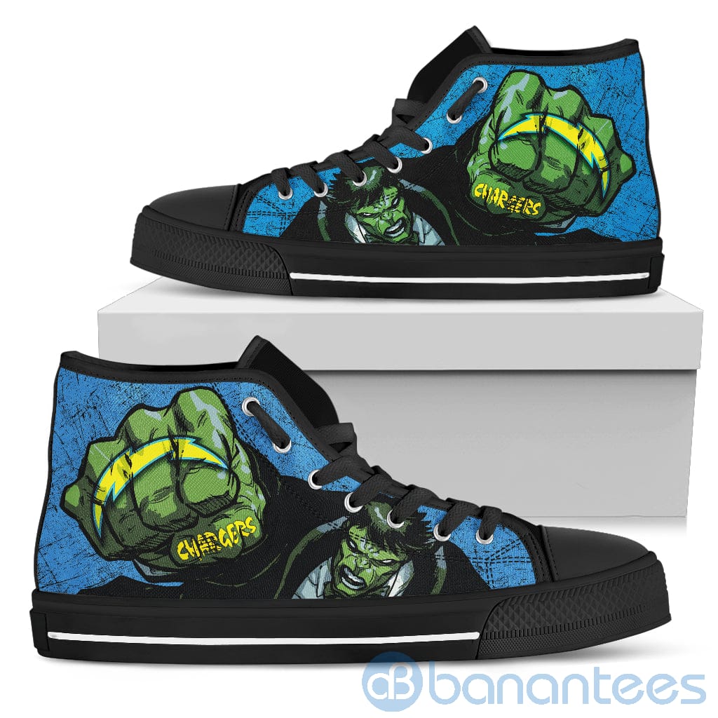 3D Hulk Punch Los Angeles Chargers High Top Shoes