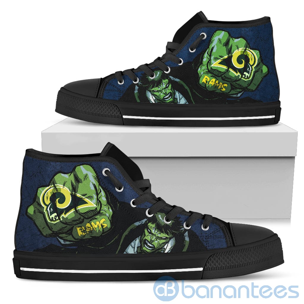 3D Hulk Punch Los Angeles Rams High Top Shoes